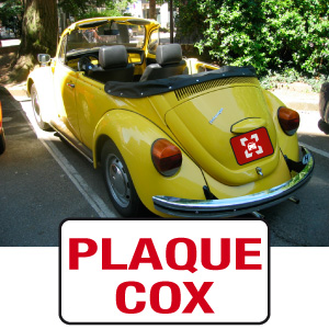 cache plaque personnalisé pour coccinelle cox VW par mapubauto.com