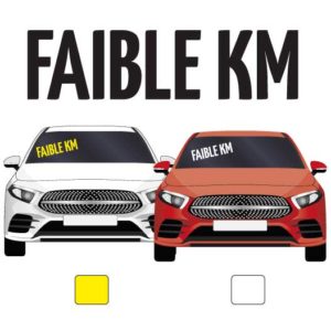 lettres adhésives pour véhicule "faible kilomètrage" par mapubauto.com